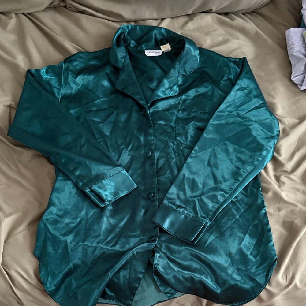 Emerald Green Satin Blouse
